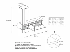 Vladon Mueble recibidor Carlton Set 4, Mueble de entrada compuesto por 1 Perchero, 1 Zapatero, antracita mate/ de alto brillo (156,5 x 193 x 35 cm) Blanco Hot