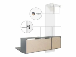 Vladon Mueble recibidor Carlton Set 4, Mueble de entrada compuesto por 1 Perchero, 1 Zapatero, antracita mate/ de alto brillo (156,5 x 193 x 35 cm) Blanco Hot