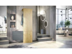 Armario De Entrada|Vladon Mueble recibidor Carlton Set 2, Mueble de entrada compuesto por 1 Perchero, 1 Armario de cajones, antracita mate/roble natural (105 x 193 x 35 cm)
