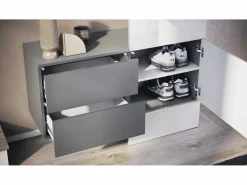 Armario De Entrada|Vladon Mueble recibidor Carlton Set 2, Mueble de entrada compuesto por 1 Perchero, 1 Armario de cajones, antracita mate/roble natural (105 x 193 x 35 cm)