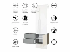 Armario De Entrada|Vladon Mueble recibidor Carlton Set 2, Mueble de entrada compuesto por 1 Perchero, 1 Armario de cajones, antracita mate/roble natural (105 x 193 x 35 cm)