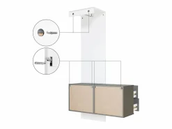 Armario De Entrada|Vladon Mueble recibidor Carlton Set 2, Mueble de entrada compuesto por 1 Perchero, 1 Armario de cajones, antracita mate/roble natural (105 x 193 x 35 cm)