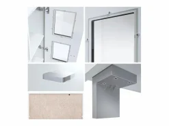Vladon Vitrina Denjo, Cristalera con 2 Puertas y 3 Estantes de cristal, Blanco mate/Blanco de alto brillo/Roble natural (71 x 129 x 35 cm)^ Sale