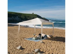 Wasabi Estor Y Toldo|- Carpa Plegable 3x3 m Javea Blanca – Estructura Montada y Lona Integrada – Rafia 100gr/m2 – Piquetas y Vientos Fijación – Cenador Jardín – Exteriores
