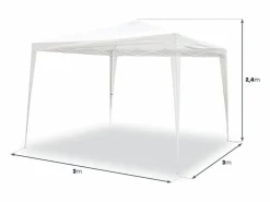 Wasabi Estor Y Toldo|- Carpa Plegable 3x3 m Javea Blanca – Estructura Montada y Lona Integrada – Rafia 100gr/m2 – Piquetas y Vientos Fijación – Cenador Jardín – Exteriores