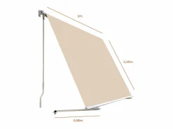 - Toldo Exterior Balcón Arena 200x245cm – Soporte Techo/Pared – Anclaje Barandilla – Estructura Aluminio – Lona UV Poliéster – Manivela Manual – Completo^Wasabi New