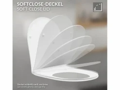 LuxeBath WC cerámico suspendido brillante corto 49 cm sin borde, nanorecubrimiento Blanco
