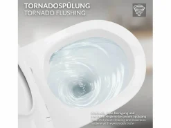 LuxeBath WC cerámico suspendido brillante corto 49 cm sin borde, nanorecubrimiento Blanco