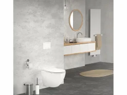 LuxeBath WC cerámico suspendido brillante corto 49 cm sin borde, nanorecubrimiento Blanco