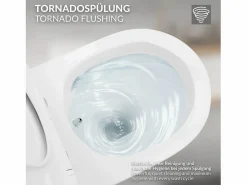 WC cerámico suspendido con función bidé brillante corto 49 cm sin borde^LuxeBath New