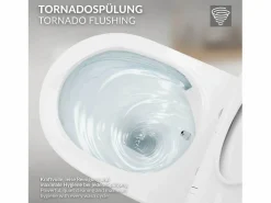 WC cerámico suspendido con función bidé brillante largo 53,5cm sin borde^LuxeBath Best