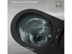 LuxeBath WC cerámico suspendido con función bidé y tornado largo 53,5 cm softclose Negro New