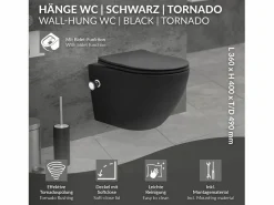 WC cerámico suspendido con función bidé y tornado corto 49 cm softclose^LuxeBath Online