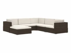West Orange Reposapies seccional con cojín 1 uds ratán sintético marrón^Garden Furniture Hot