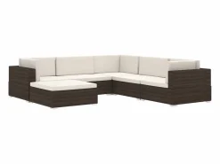 West Orange Reposapies seccional con cojín 1 uds ratán sintético marrón^Garden Furniture Hot