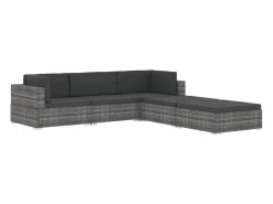 West Orange Reposapies seccional con cojín 1 uds ratán sintético marrón^Garden Furniture Hot