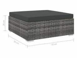 Garden Furniture West Orange Reposapiés seccional con cojín 1 uds ratán sintético Gris Online