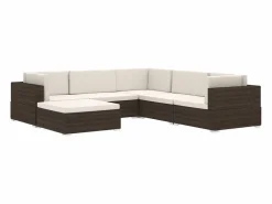 Garden Furniture West Orange Reposapiés seccional con cojín 1 uds ratán sintético Gris Online