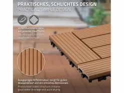 WPC baldosas 30x30cm 1 m² mosaico para jardín piscina patio^ECD Germany Hot