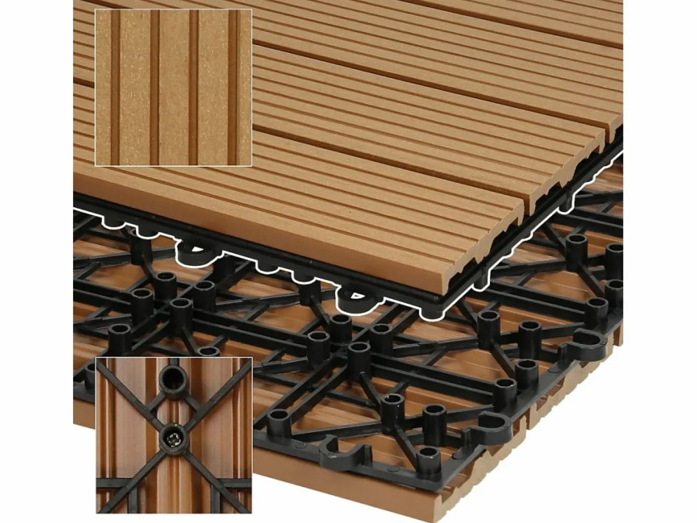 ECD Germany WPC Terraza Baldosas 30x30 cm - 33 unid. por 3m² Color natural oscuro Hot