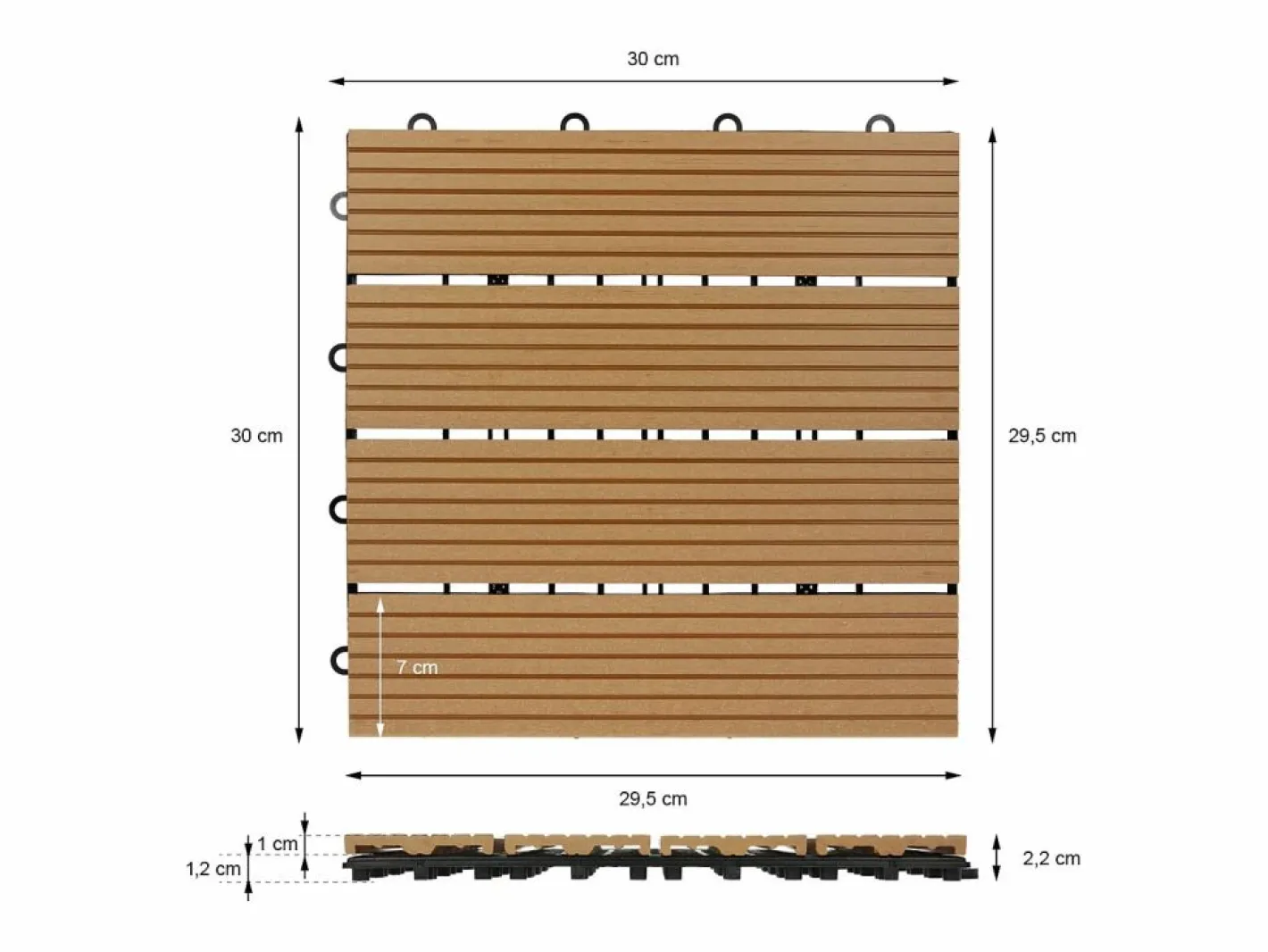 ECD Germany WPC Terraza Baldosas 30x30 cm - 33 unid. por 3m² Color natural oscuro Hot