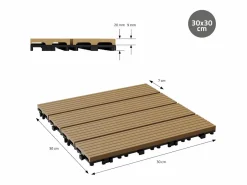 ECD Germany WPC Terraza Baldosas 30x30 cm - 33 unid. por 3m² Color natural oscuro Hot