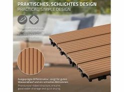 ECD Germany 44x Baldosas de exterior de WPC, , 30 x 30 cm, marrón claro, 4 m² Marru00f3n