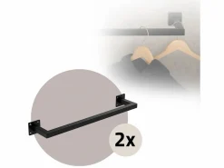 ML-DESIGN 2x Perchero de pared para vestidor/armario barra para ropa/toallas 60x12cm Negro Outlet