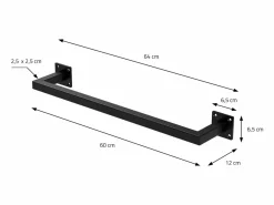 ML-DESIGN 2x Perchero de pared para vestidor/armario barra para ropa/toallas 60x12cm Negro Outlet