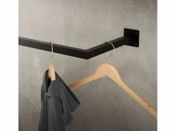 ML-DESIGN 2x Perchero de pared para vestidor/armario barra para ropa/toallas 60x12cm Negro Outlet