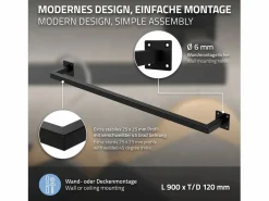 3x Perchero de pared para vestidor/armario barra para ropa/toallas 90x12cm^ML-DESIGN Discount