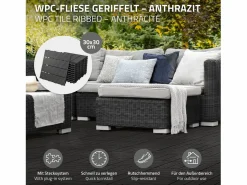 ECD Germany 33x WPC Baldosas Balcón Baldosas Click 30x30cm Antracita 3 m² Gris antracita Hot