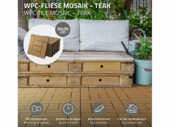 ECD Germany Terraza|22xWPC baldosas para terraza mosaico 30x30cm teca 2m²