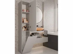 YANA - Mueble de baño con cesto de ropa - 31x30x174 cm - Columna de almacenamiento de baño^TOPESHOP Discount