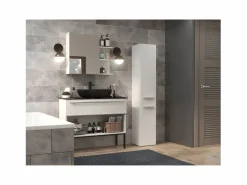 TOPESHOP Columna De Baño|YANA - Mueble de baño con cesto de ropa - 31x30x174 cm - Columna de almacenamiento de baño