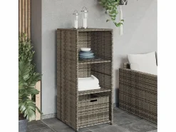 Garden Furniture Armario De Jardín|Ylira Armario de almacenaje de jardín ratán PE 50x55x115 cm