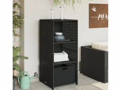 Garden Furniture Armario De Jardín|Ylira Armario de almacenaje de jardín ratán PE 50x55x115 cm