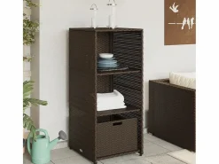 Garden Furniture Armario De Jardín|Ylira Armario de almacenaje de jardín ratán PE marrón 50x55x115 cm