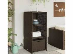 Garden Furniture Armario De Jardín|Ylira Armario de almacenaje de jardín ratán PE marrón 50x55x115 cm