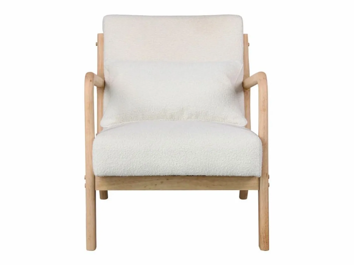 Moloo ZACK-Sillón en tejido Curly Ecru y madera natural Beige New