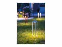 Zafferano - Farol solar para el hogar con 2 LED, 37,3 cm, lámpara de pared y mesa de 2 W a batería con sensor crepuscular, color salvia^ Hot