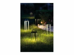 Iluminación Exterior|Energía Solar|Zafferano - Farol solar para el hogar con 2 LED, 37,3 cm, 2 W, para pared y mesa, con batería y sensor crepuscular, color