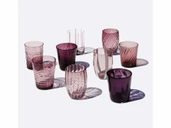 Zafferano Melting Pot Juego de 6 Vasos Monocolor - Amatista - Vidrio Soplado a Mano, 32 cl - Vasos Artesanales para Agua y Cócteles^ New