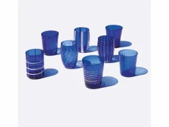 Zafferano Melting Pot Juego de 6 Vasos Monocolor - Azul - Vidrio Soplado a Mano, 32 cl - Vasos Artesanos para Agua y Cócteles Azul oscuro Best