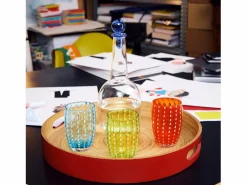 Vaso|Zafferano Perle Red Glass - Vidrio de color soplado, 32 cl, hecho a mano - Juego de 2 vasos artesanales para agua o cócteles