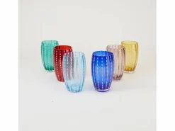 Vaso|Zafferano Perle Red Glass - Vidrio de color soplado, 32 cl, hecho a mano - Juego de 2 vasos artesanales para agua o cócteles