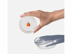 Vaso|Zafferano Teca Frutta - Juego de 6 Vasos de Vidrio Borosilicato con Naranja - Vaso de 35 cl Doble Fondo Decorado a Mano, Fácilmente Lavable