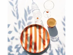 Vaso|Zafferano Teca Frutta - Juego de 6 Vasos de Vidrio Borosilicato con Naranja - Vaso de 35 cl Doble Fondo Decorado a Mano, Fácilmente Lavable