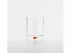 Vaso|Zafferano Teca Frutta - Juego de 6 Vasos de Vidrio Borosilicato con Naranja - Vaso de 35 cl Doble Fondo Decorado a Mano, Fácilmente Lavable