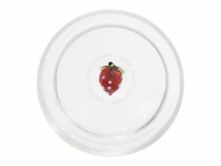 Zafferano Teca Frutta - Juego de 6 Vasos de Vidrio Borosilicato con Fresa - Vaso de 35 cl Doble Fondo Decorado a Mano, Fácilmente Lavable Transparente Best